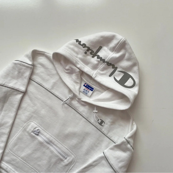 Champion x Urban Outfitters Exclusive White Reflective Hoodie Sweatshirt - Picture 3 of 15
